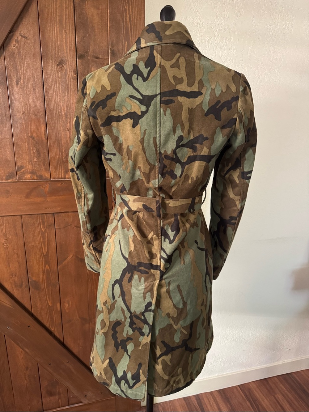 Vintage Esprit Women's Camoflauge Trench Coat in Green, Brown & Black - Picture 5 of 11